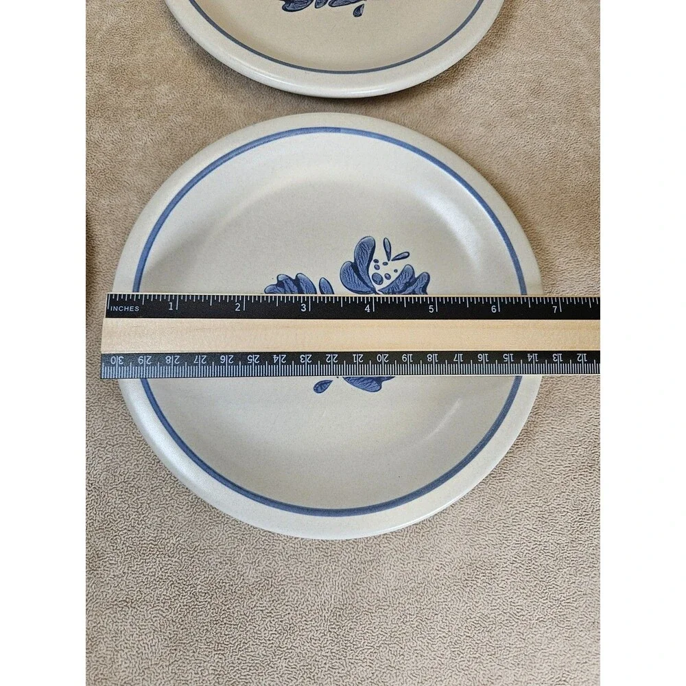 Set Of 4 Pfaltzgraff Yorktowne 6.75“ Salad Bread Dessert Plates Blue Floral USA